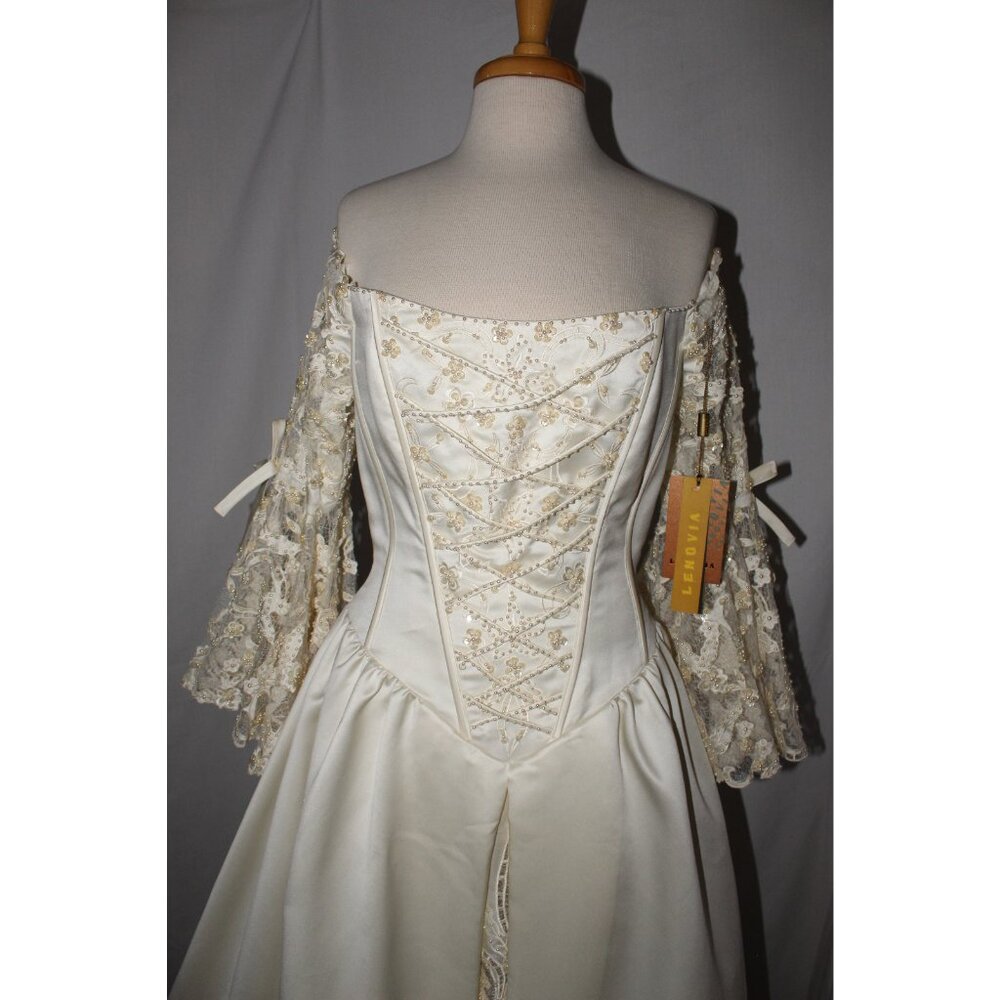 Lenovia#9513 Victorian Style Heavy Satin Bridal Gown-Size 12-LIGHT GOLD-NWT - Picture 5 of 13